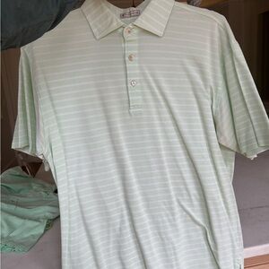 Peter Millar Men's Green Striped Polo Shirt